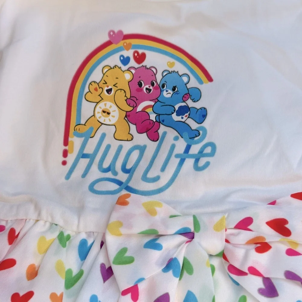 PatPat White Dress with Rainbow Heart Pattern